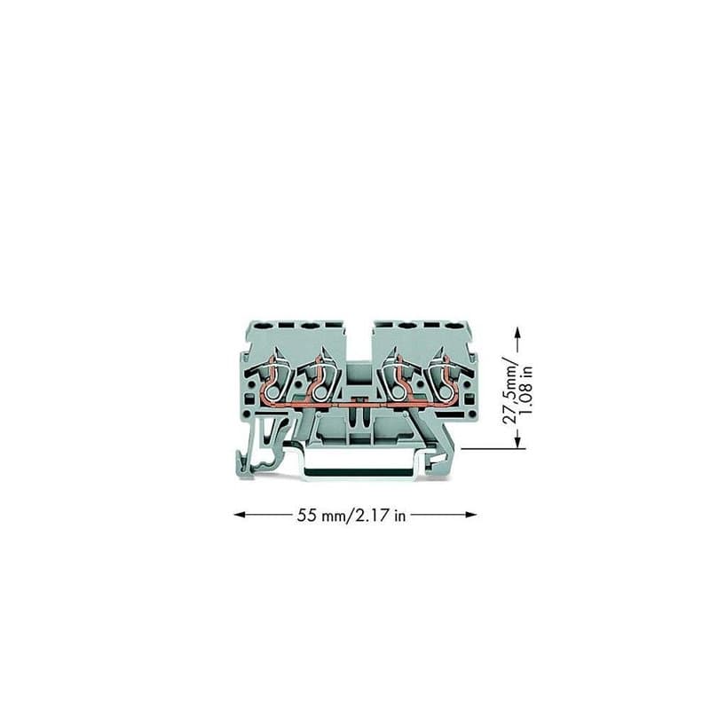 Wago 870–831 Rail DIN terminal Block, 4 manières, 500 V, 24 A, 28 AWG, 12 AWG, 2,5 Mmâ², 1
