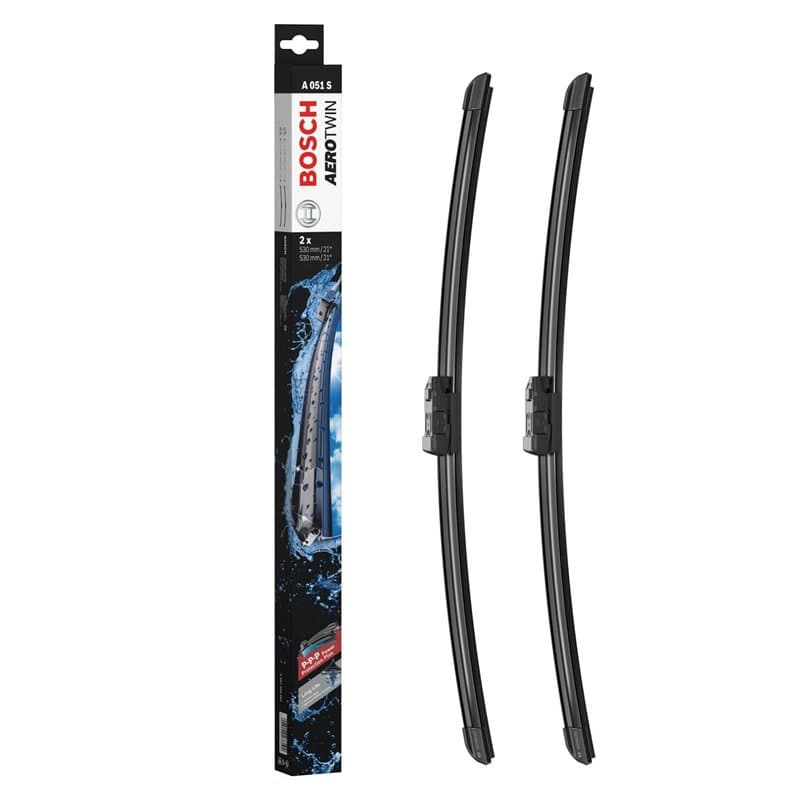 Bosch Balais d'Essuie–Glace Plats Aerotwin A051S, Longueur: 530mm/530mm – 1 Paire de Balais avant