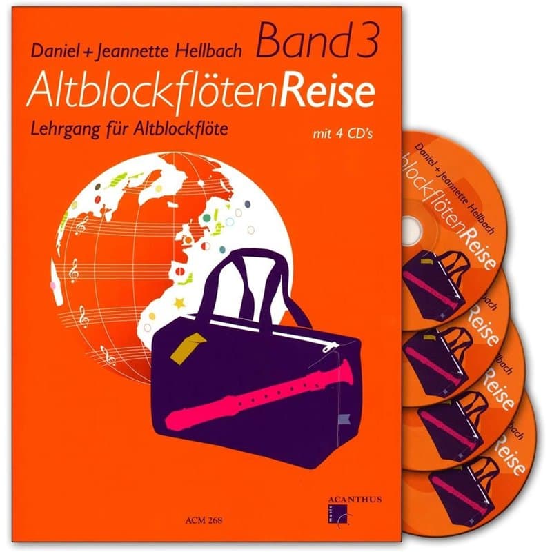 Flûte à bec Voyage Bande 3 – lehrgang pour flûte à bec alto avec 4 CD, coloré Cœur Note Pince et poignée Table – pour enfants à