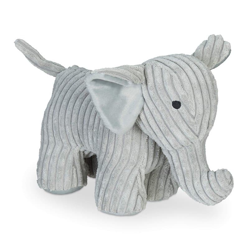 Relaxdays Butoir de Porte éléphant, Tissu, pour Sol, rempli avec Sable, intérieur, arrêt, H: 22 cm, Doux, Lourd, Gris, 1 unité