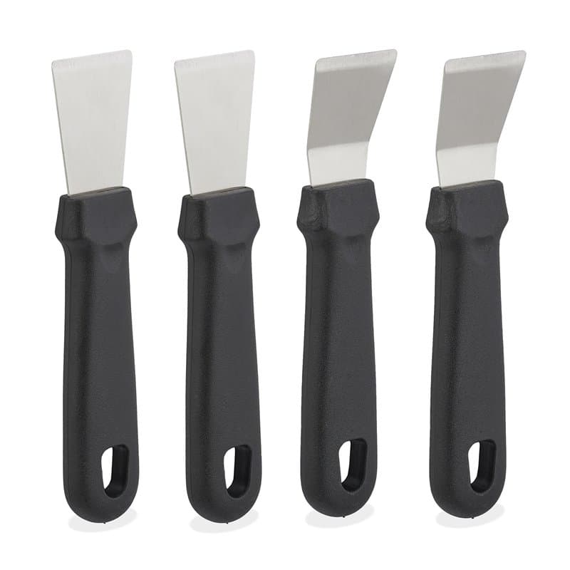 Relaxdays Spatule de Nettoyage pour plancha/Four, lot 4, Acier Inoxydable et Plastique, HLP 17,5x4x1,5 cm, Noir/argenté