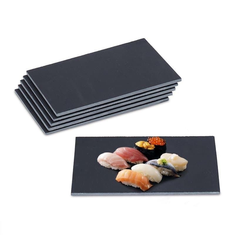 Relaxdays Plat de Service, lot 6, rectangulaire, pour Servir Fromage/sushis/Desserts, 26 x 16 cm, Noir