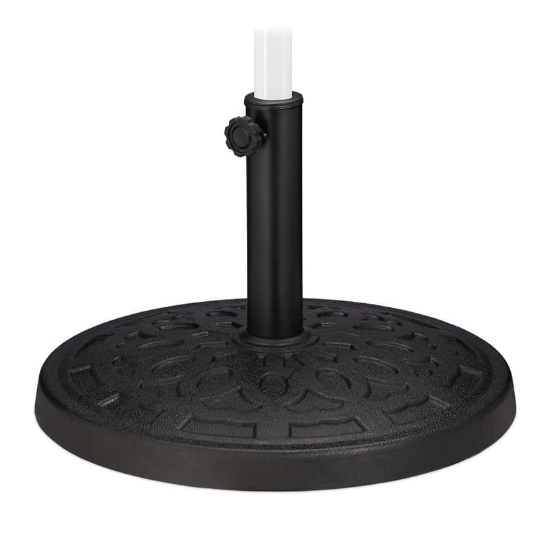 Relaxdays Pied de Parasol, pour Tubes de Parasol de 38-50 mm, D : 50 cm, Balcon, Jardin, Imitation Fonte, Support, Noir