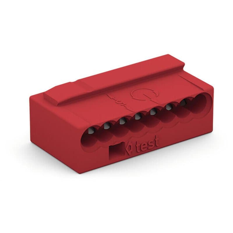 WAGO Bornes Micro pour Boîtes de Dérivation, pour Conducteurs Rigides, 0,8 mm, 8 Conducteurs, Boîtier Rouge, Température Ambiant