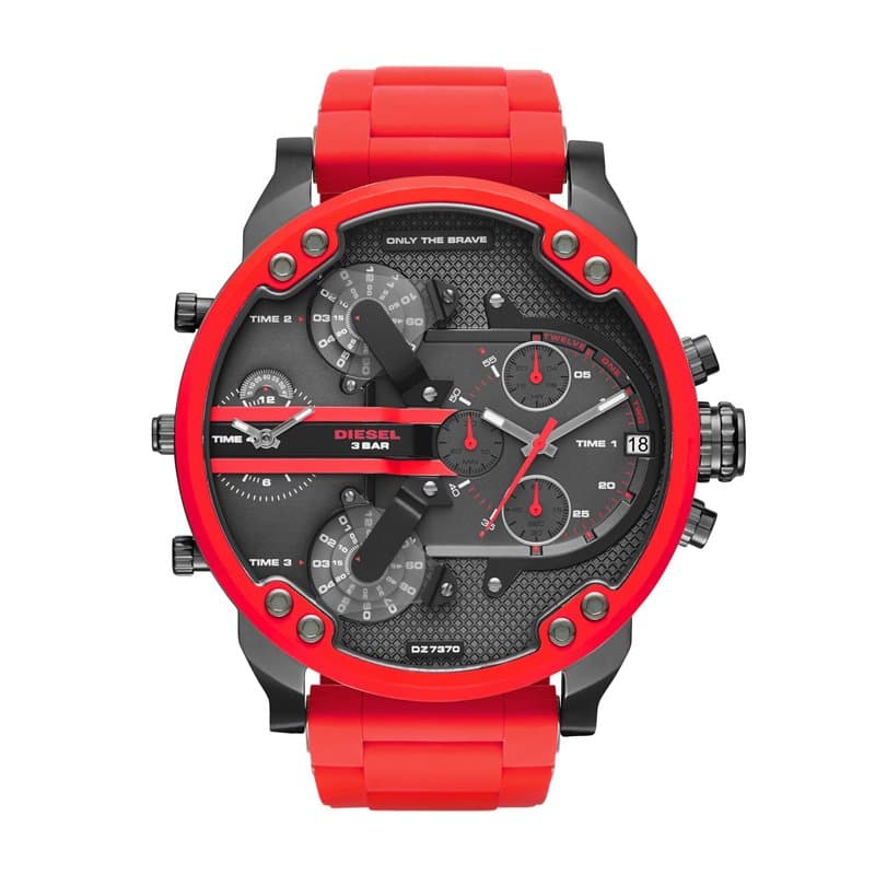 Diesel Montre pour homme Mr. Daddy 2.0, mouvement chronographe, boîtier en acier inoxydable de 57 mm avec bracelet en acier inox