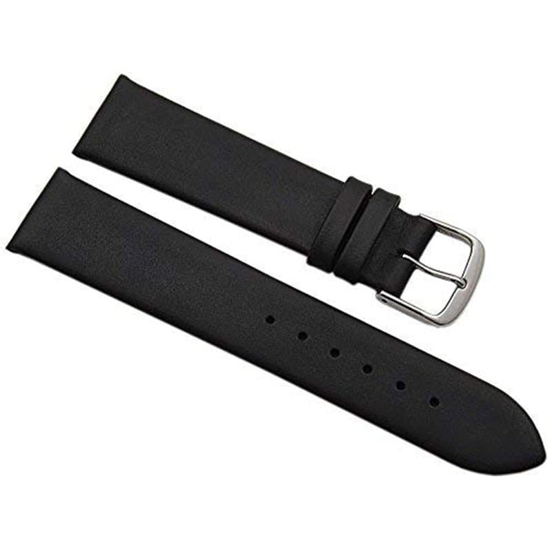 myledershop 20mm Cuir de Veau Bracelet de Montre Made in Germany en Noir avec Boucle en Argent MJ-Design-Germany INCL Instructio