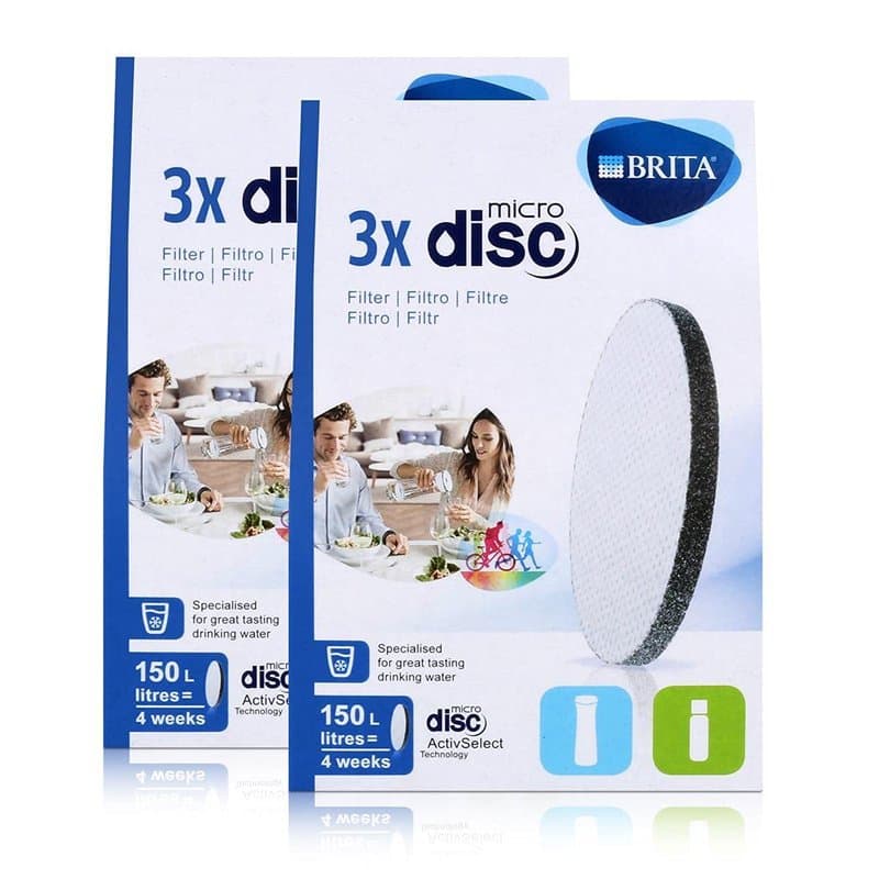 BRITA MicroDisc - Lot de 3 Filtres à Eau Compatibles Avec Bouteilles Fill&Go et Carafes Fill&Serve (Lot de 2)
