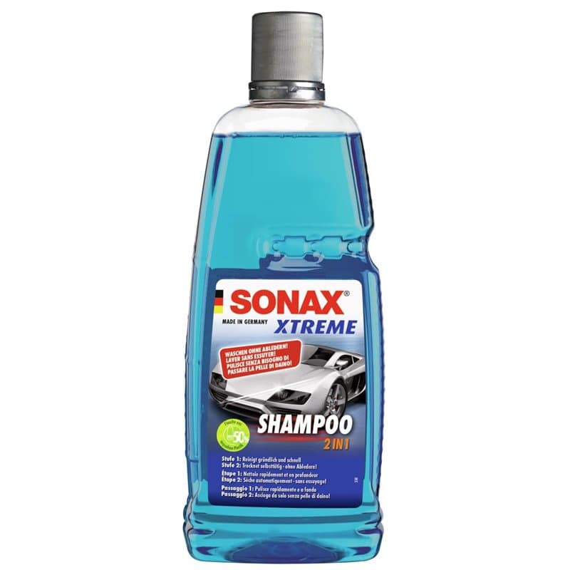 SONAX XTREME Shampoo 2 in 1 (1 litre) concentré pour le lavage de la voiture sans lessivage et séchage sans taches | Réf: 021530