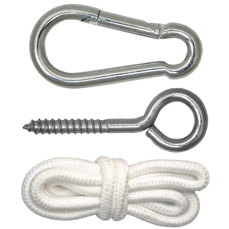 Kit de Fixation pour Fauteuil Suspendu Kit pour accrocher Chaise hamac balancelle à pendre Métal Robuste INCL Corde Mousqueton V