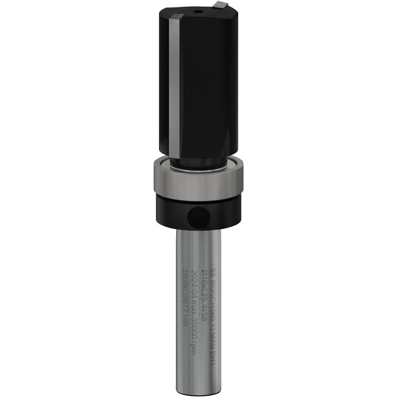 Bosch 1 fraise à affleurer PRO avec roulement à billes de guidage supérieur (pour bois tendre, bois dur, Ø 16 mm, accessoire pro