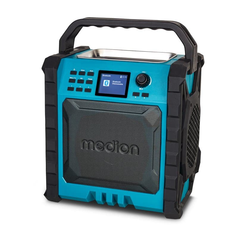MEDION P66896 Radio de Chantier (Dab Plus, Dab+/UKW, Batterie intégrée, écran Couleur, Bluetooth, Fonction powerbank, IP54, Robu