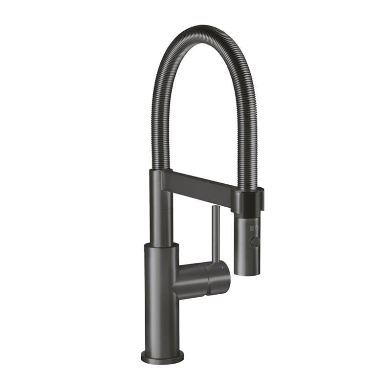 Robinetterie Villeroy & Boch Steel Expert Compact, haute pression, robinet avec fonction de commutation et bec pivotant, robinet
