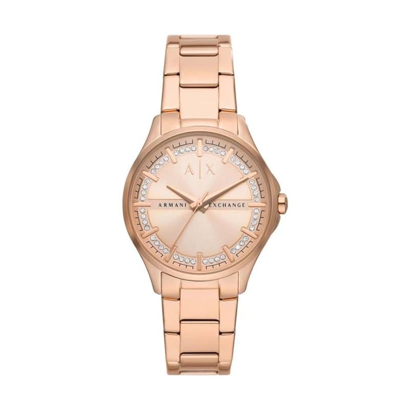 Armani Exchange - Montre Trois Aiguilles en Acier Inoxydable Ton Or Rose pour Femme, Ax5264