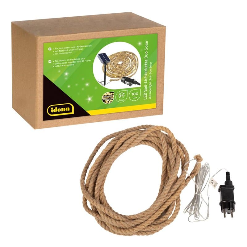 Idena 30520 - Guirlande lumineuse LED corde avec 100 LED en blanc chaud, pour l'extérieur & l'intérieur, longueur env. 9 m, avec