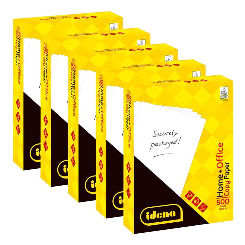 Idena 90950 - Papier pour photocopieuse A4, 5 paquets de 500 feuilles 80 g/m², papier blanc pour imprimantes laser et jet d'encr