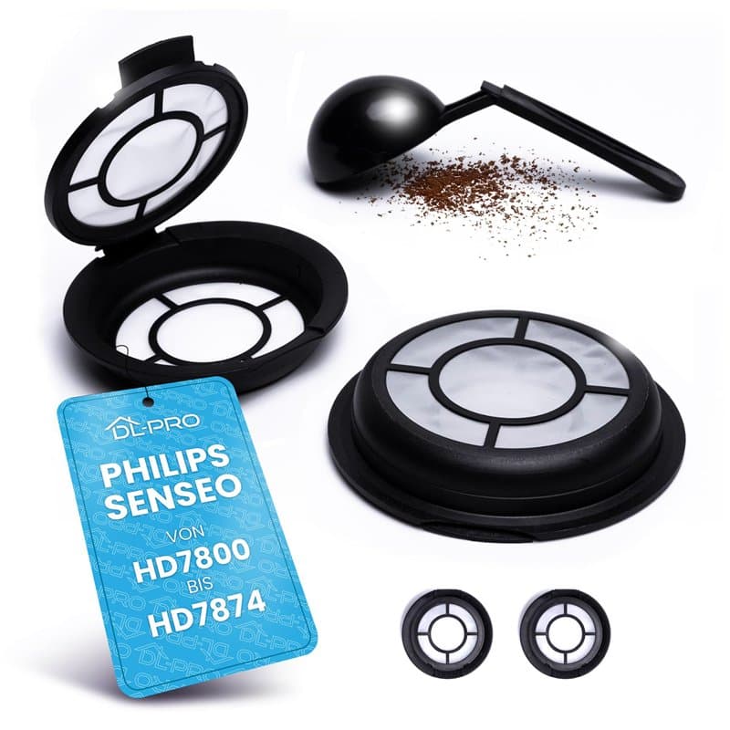 DL-pro Lot de 2 dosettes de café rechargeables, pour Melitta 180424, filtre permanent pour machine à café Senseo HD7800 à HD7874