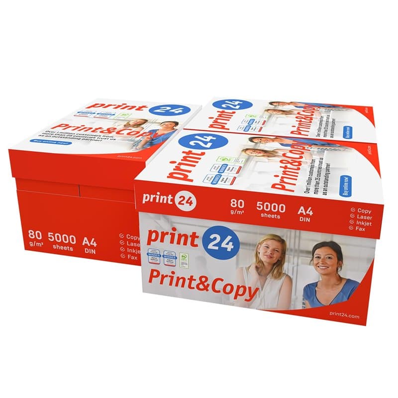print24 Lot de 15 000 feuilles de papier A4 pour imprimante et photocopieur, 30 x 500 mm, format A4, 80 g, blanc brillant CIE 16