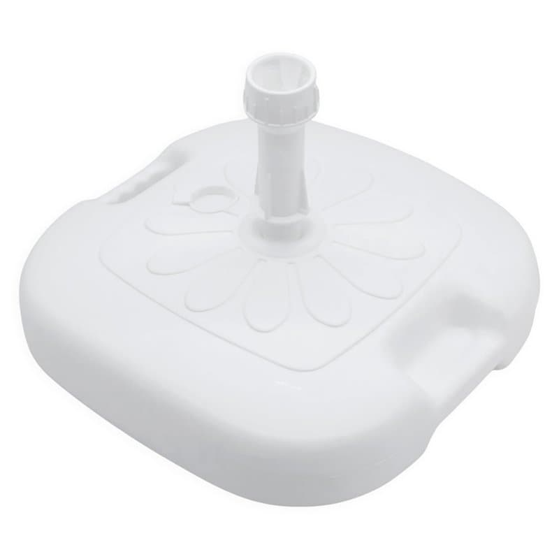 Pied de parasol en plastique - 45 x 45 cm - À remplir pour mâts de parasol jusqu'à 33 cm - Blanc - Support de parasol à remplir