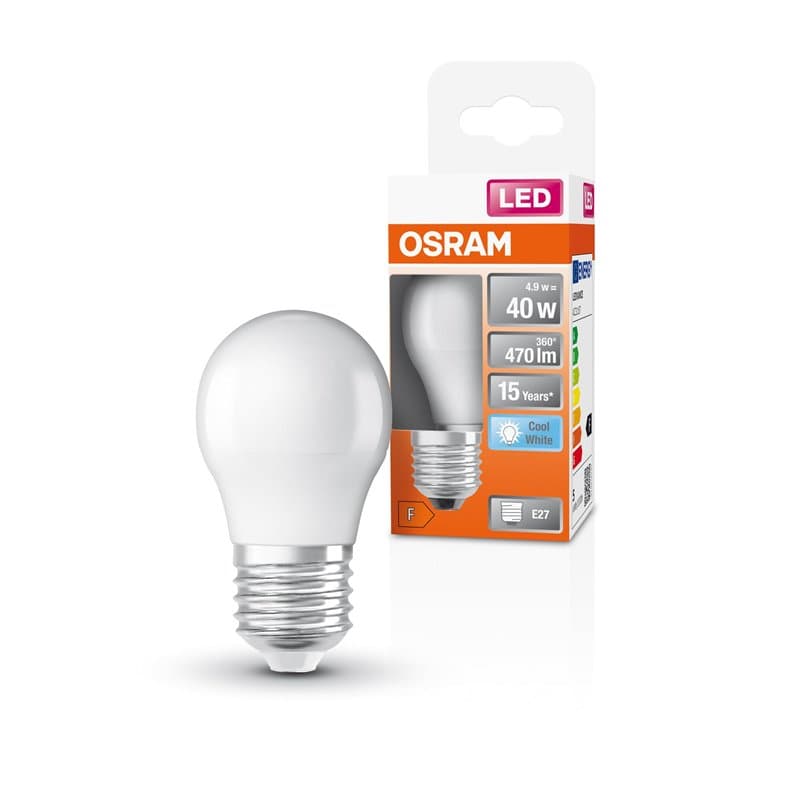OSRAM LED Star Classic P40 LED LAMPE POUR E27 POIGNE, FORME DE DROP, MATT Look, 470 Lumens, Cold White (4000K), remplacement des