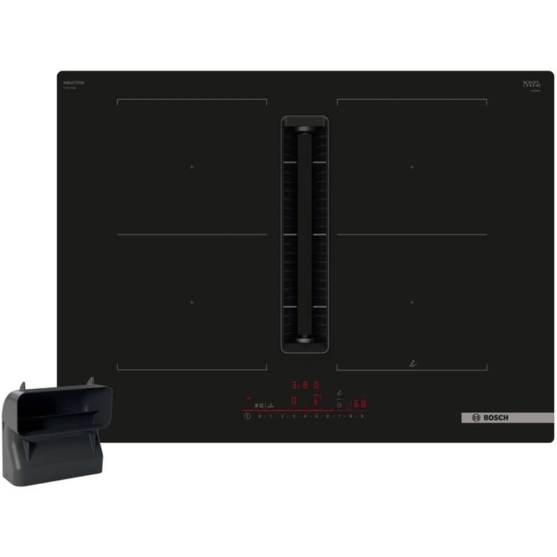 Bosch PVQ811HGA7 Série 6 Plaque de cuisson à induction, intelligente, avec hotte aspirante, 80 cm de large, avec canal plat L, f