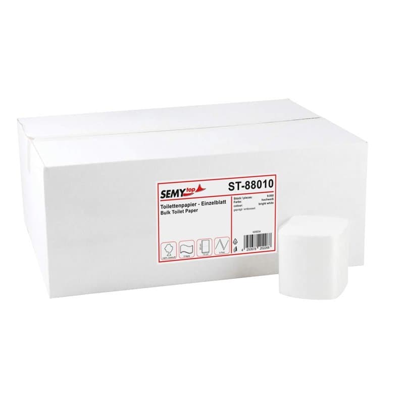 Semy Top Pack de 9000 feuillets de papier toilette double couche Blanc 10 x 22 cm