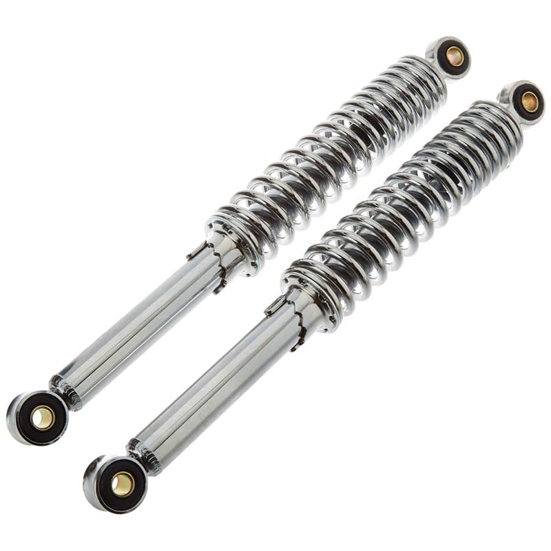 Jeu d'amortisseurs universels chromé 360 mm - Mokick, cyclomoteur