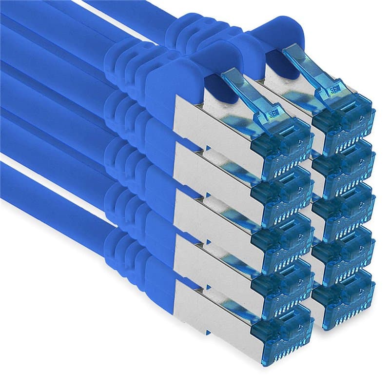 1aTTack.de Câble patch - 10x 0,5 m Ethernet, réseau, câble LAN CAT6a (pour réseaux gigabit, routeurs, commutateurs, modems avec