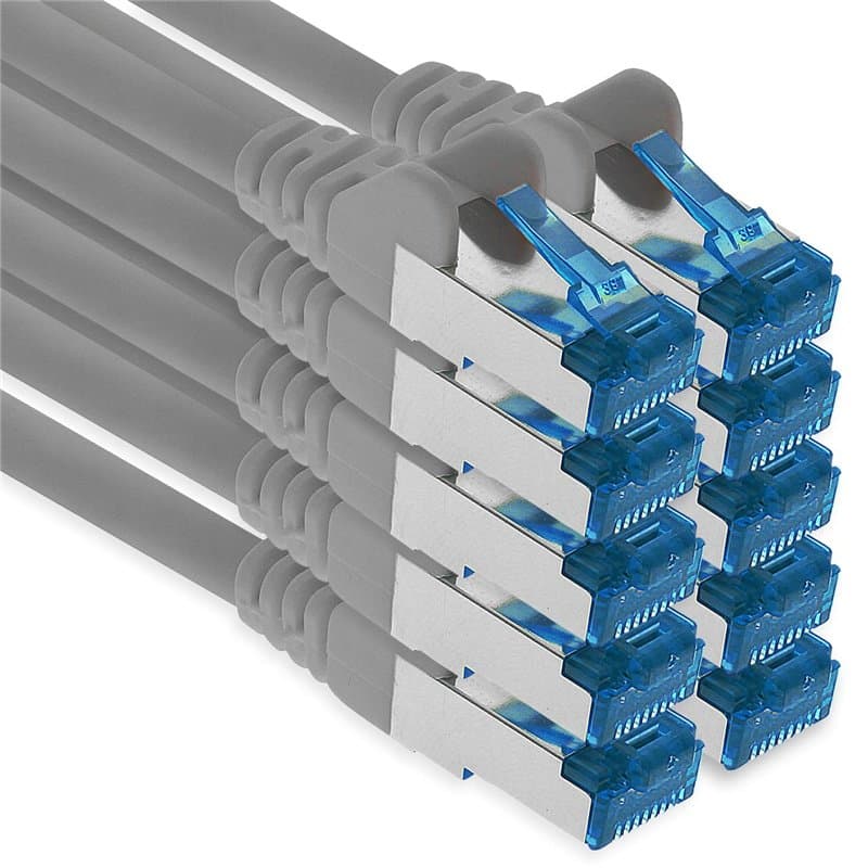 1aTTack.de Câble patch - 10x 2m Ethernet, réseau, câble LAN CAT6a (pour réseaux gigabit, routeurs, commutateurs, modems avec ent