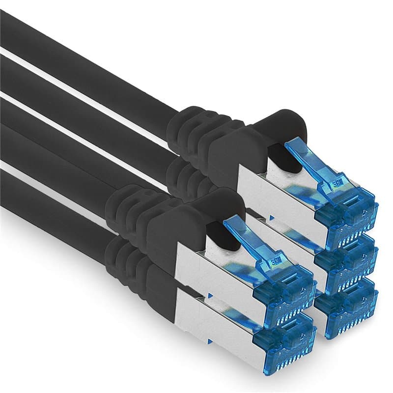 1aTTack.de Câble patch - 5x 5m Ethernet, réseau, câble LAN CAT6a (pour réseaux gigabit, routeurs, commutateurs, modems avec entr