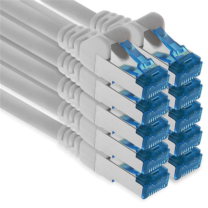 1aTTack.de Câbles patch - 10x 1m Ethernet, réseau, câble LAN CAT6a (pour réseaux gigabit, routeurs, commutateurs, modems avec en