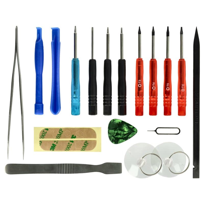vhbw Kit d'outils de réparation pour smartphone, tablette, écran, changement de batterie - Inclus tournevis, colle, outil d'ouve