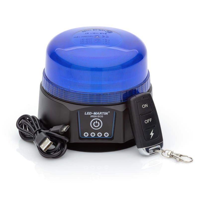 LED-MARTIN XR20 Eco Gyrophare magnétique avec batterie, bleu, 220 km/h, testé par DEKRA