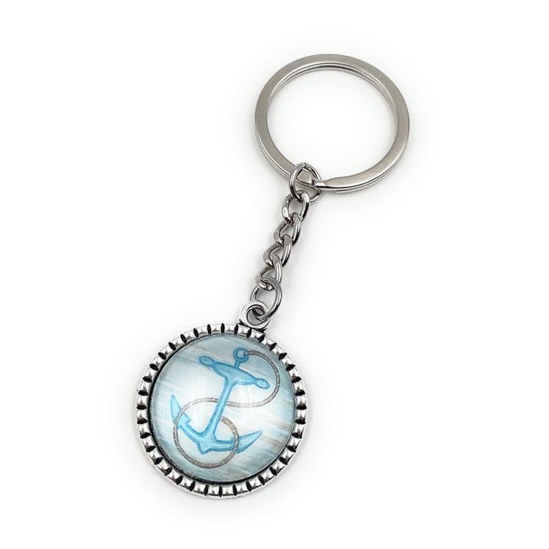 Onwomania Porte-clés Pendentif Ancre Corde Bleu Keis en métal Bleu