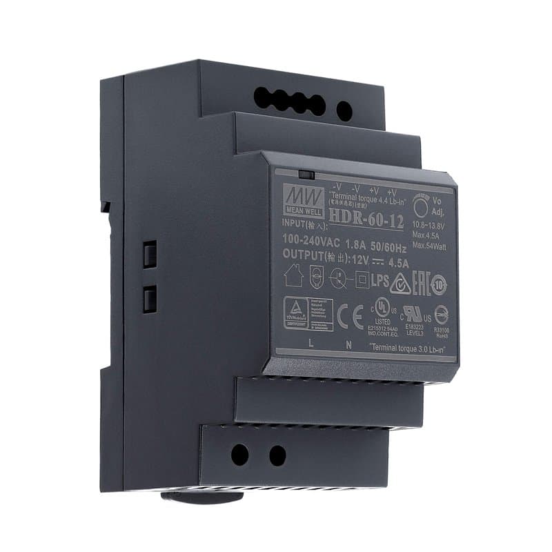 Mean Well HDR-60-12 Bloc d'alimentation pour rail DIN 12 V CC 4,5 A 54 W