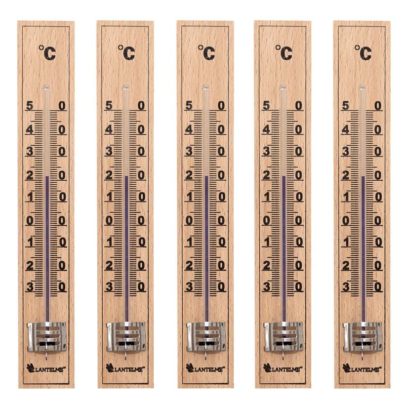 Lantelme 5 pièces de thermomètre en bois Production allemande de bois de hêtre analogue aussi pour l'extérieur du jardin et l'in
