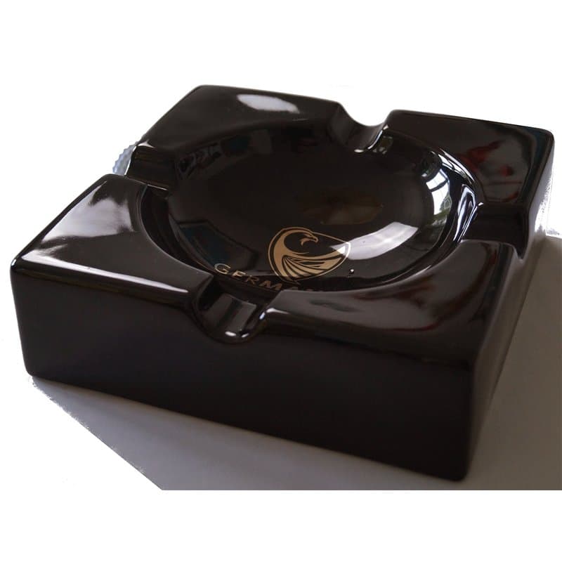 GERMANUS Grande Cendrier Cigare Monument II Noir Or, 22 x 22 x 6.5 cm