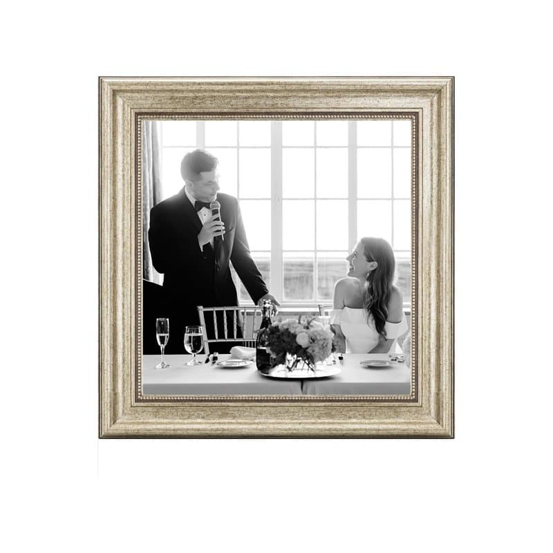 CABBEL Cadre photo 30 x 30 cm, argenté, style baroque, vintage, pour posters, photos et certificats, avec verre acrylique incass