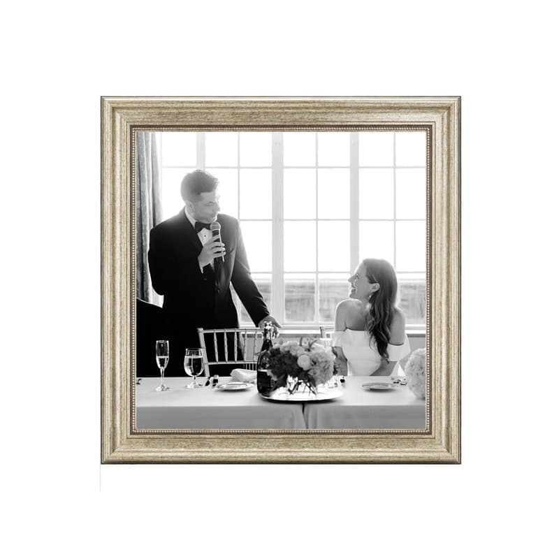 CABBEL Cadre photo 40 x 40 cm, argenté, style baroque, vintage, pour posters, photos et certificats, avec verre acrylique incass