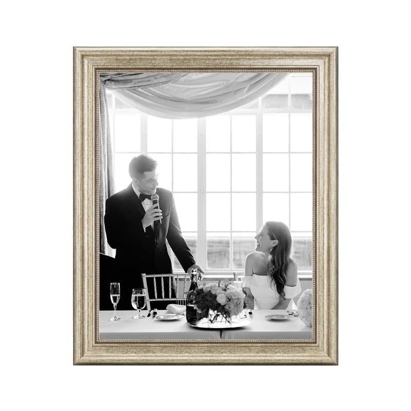 CABBEL Cadre photo 40 x 50 cm, argenté, style baroque, vintage, pour posters, photos et certificats, avec verre acrylique incass