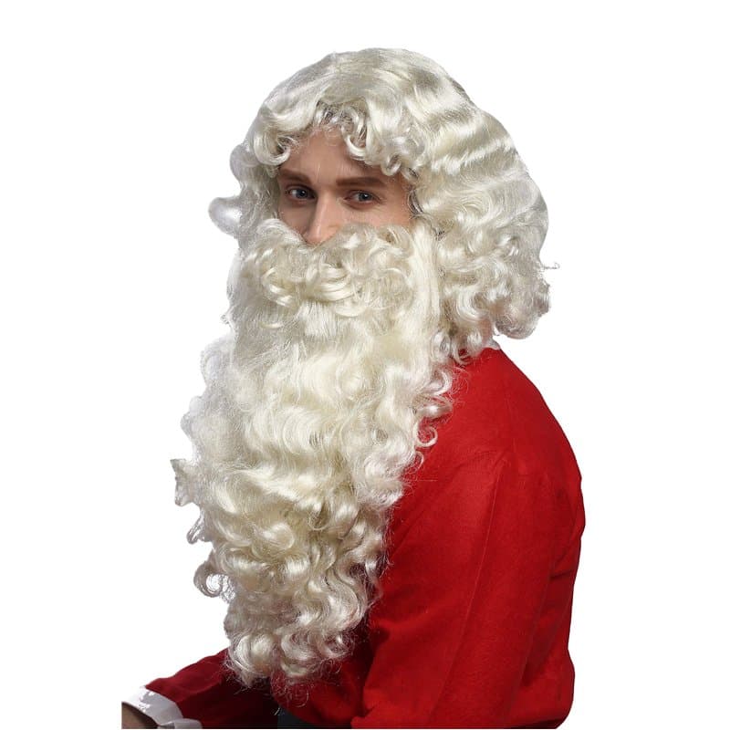 WIG ME UP - 46-A + B-ZA613 Perruque et Barbe Set Deluxe Père Noël Santa Claus Nikolaus Dieu Blond Blanc Clair