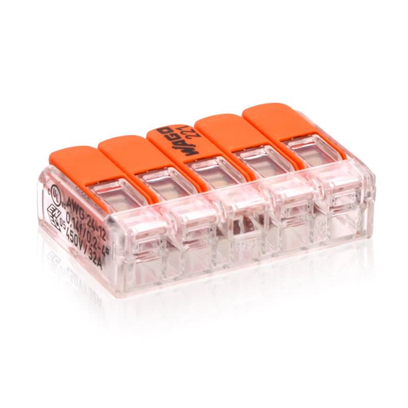 Lot de 50 bornes de connexion 221-415 WAGO avec levier de commande 5 fils