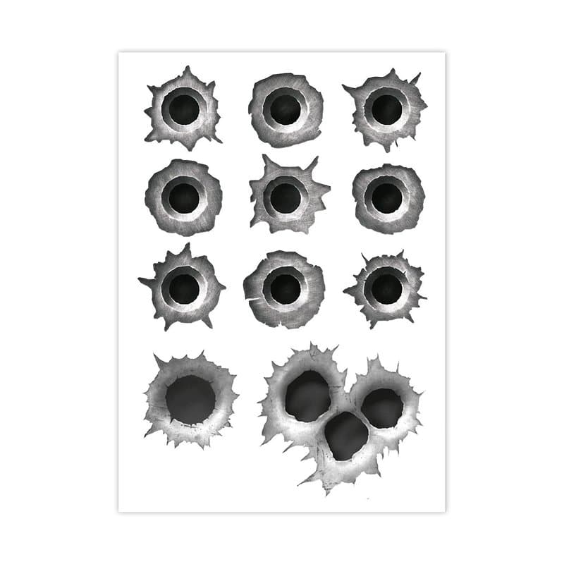 iSecur Set Autocollants trou de balles I 11 Bullet-Holes et rayures pour voiture mobylette casque moto ordinateur portable smart