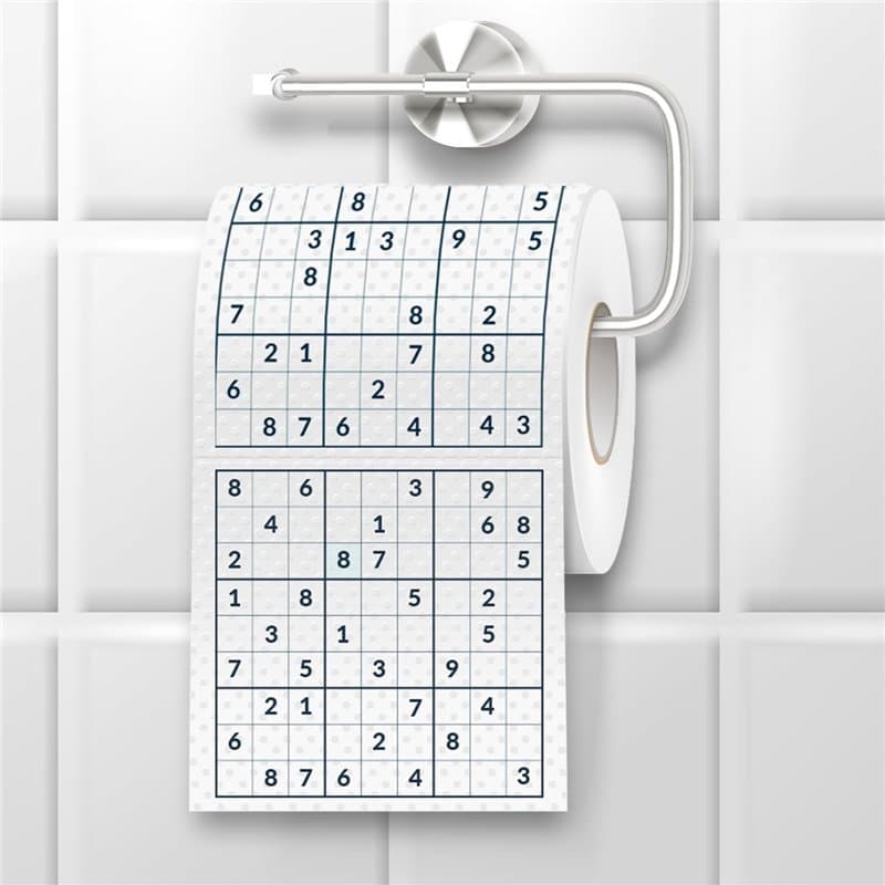 Papier toilette Sudoku - Le papier toilette amusant pour les amateurs de puzzles, Blanc, bleu foncé