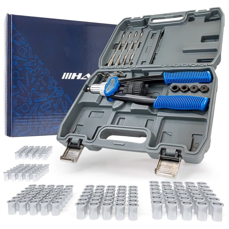 Pince à Rivets I Pince à riveter professionnelle I 150 écrous à rivets M5-M6-M8-M10-M12 I Taille Compacte