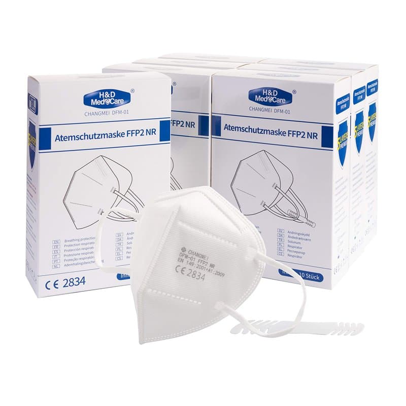HD Fitness H&D MedeCare HDCM01 protection respiratoire FFP2 NR masques avec clip de protection 5 couches séparés boite à 10 pièc