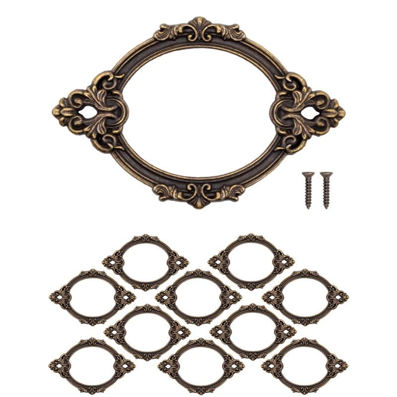 Fuxxer FUXXER - Lot de 10 cadres pour fenêtre en laiton bronze vieilli style baroque armoire pharmaceutique, tiroir à fiches, bo
