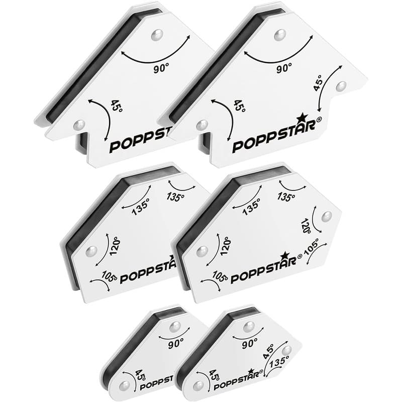 Poppstar Set de positionneurs magnétiques pour la soudure (angle de 45°, 90°, 135°, 30°, 60°, 75°) 2x aimants pour angle de soud