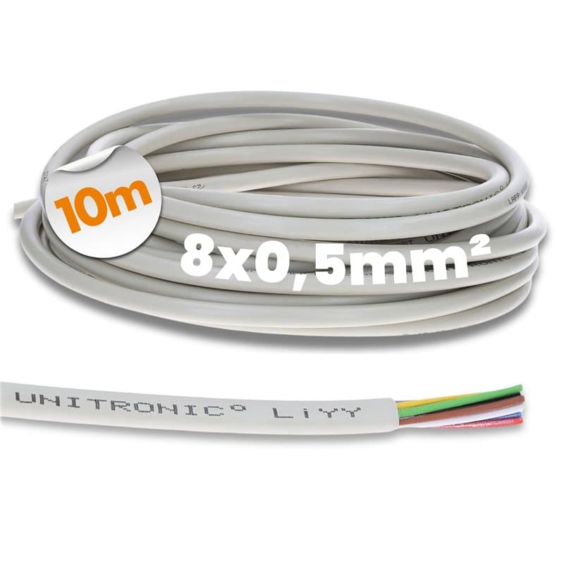 Lapp 0028508 LiYY Câble de commande 10 m 8 x 0,5 mm² I Câble de données I Câble d'extension LED I Câble de signal 8 fils I Câble