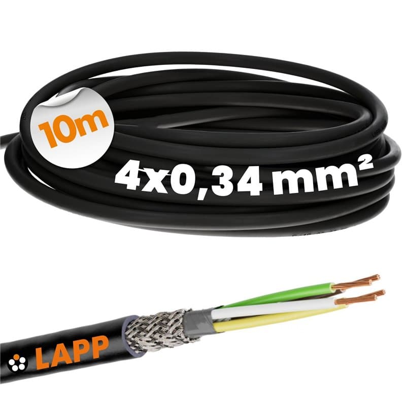 Lapp 1030497 Câble de commande blindé LiYCY 4 x 0,34 mm² I Résistant aux UV I Câble de signal 4 fils I Câble de données pour ext