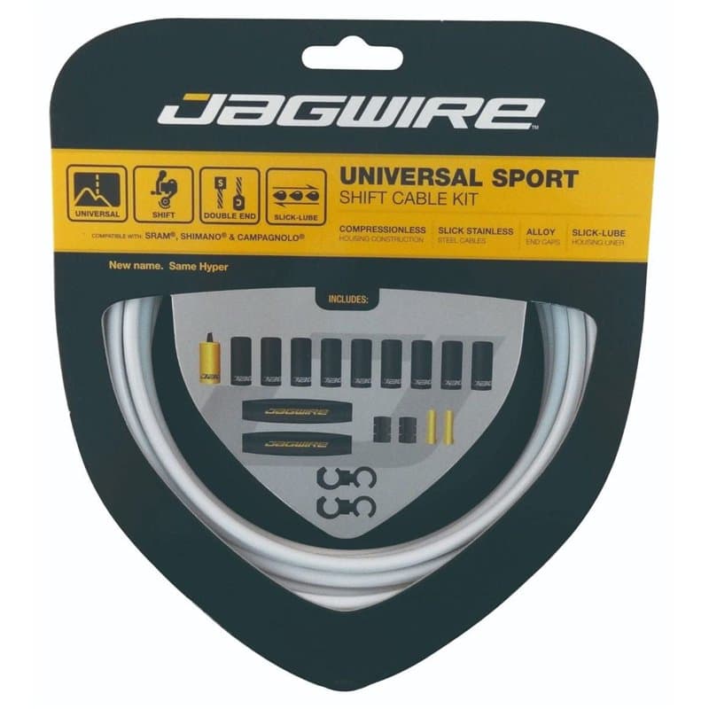 Jagwire 2X Sport Shift Kit Gaines et câbles de dérailleur Adulte Unisexe, Blanc, Taille Unique